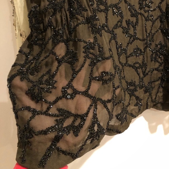 Beaded Designer Dries Von Noten silk long sleeve top with elastic waist - Picture 14 of 15